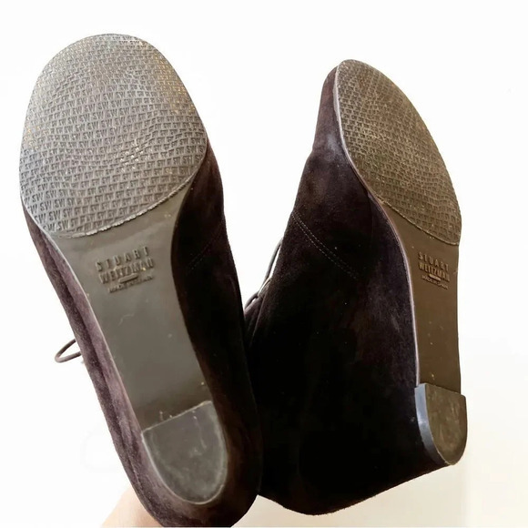 Stuart Weitzman Dark Brown Suede Lace Up Wedge‎ Ankle Boot Women’s Size 10 Fall - Picture 3 of 11